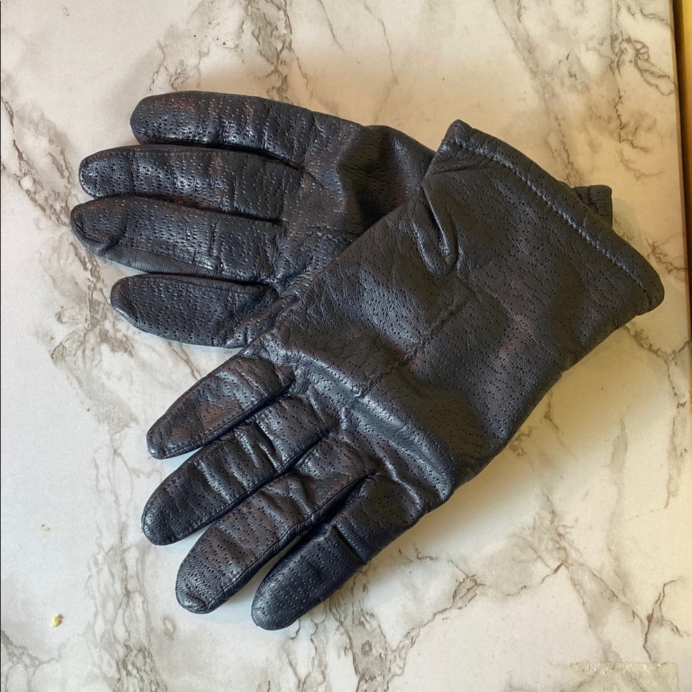 Vintage Womenās Black Leather Gloves Size 8 WPL 9522